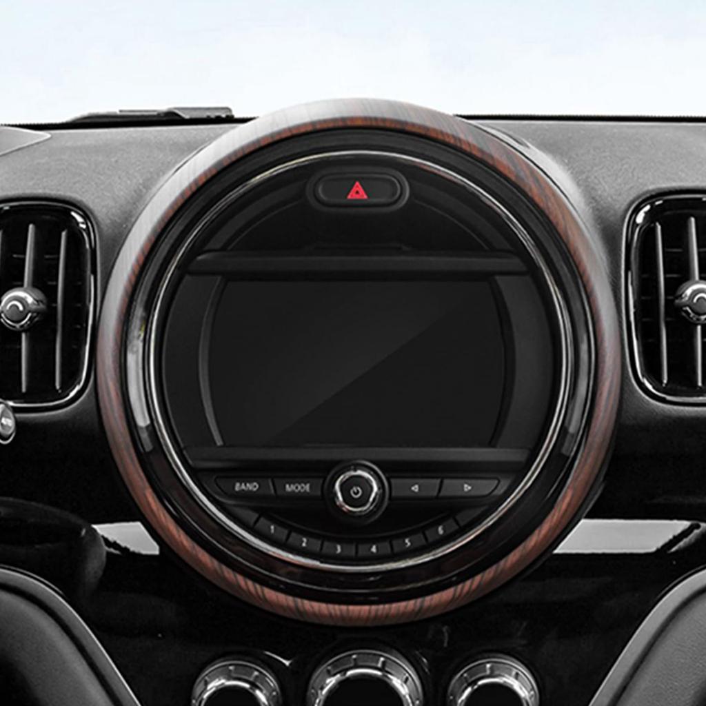 FDAIUN Mini F60 Center Control Navigation Decorative Frame, ABS Material, Stylish Custom Dress-Up, Interior Panel, 8.8in/22.5cm, Wood Stripe (Brown)
