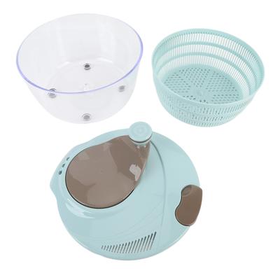 4L Fruit and Vegetable Washer Salad Drier Hand Crank Vegetable Dryer with Dual Drainage Holes for