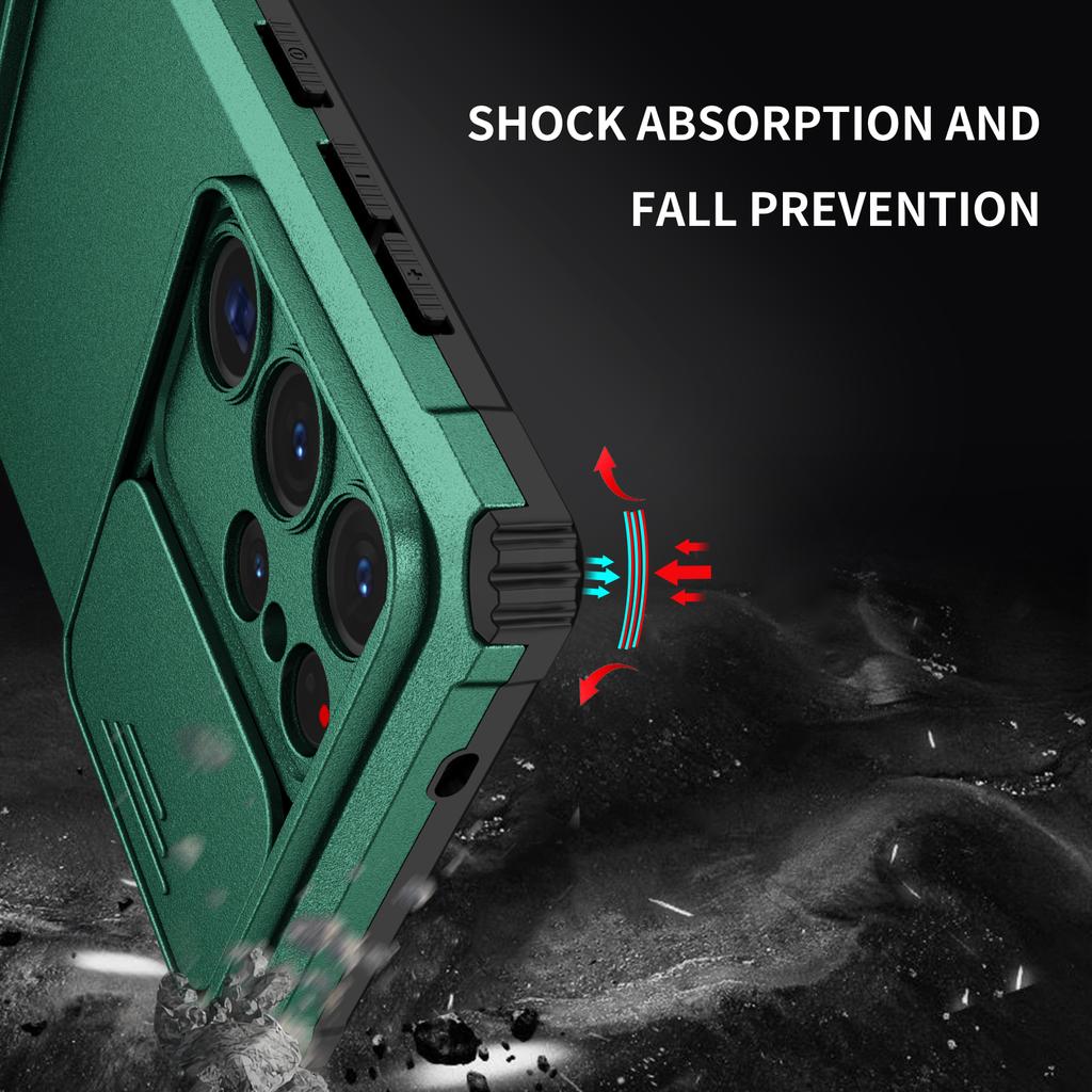 For Samsung Galaxy S25 Ultra Case Camera Slider PC + TPU Phone Cover with Kickstand