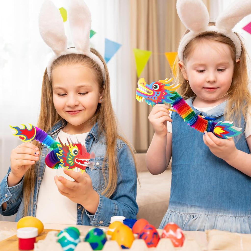 26 Pcs 2025 Chinese New Year Paper Dragon Decoration 3D Paper Dragon Pick Spring Festival Paper Dragon Puppet Chinese New Year Paper Dragon Garland