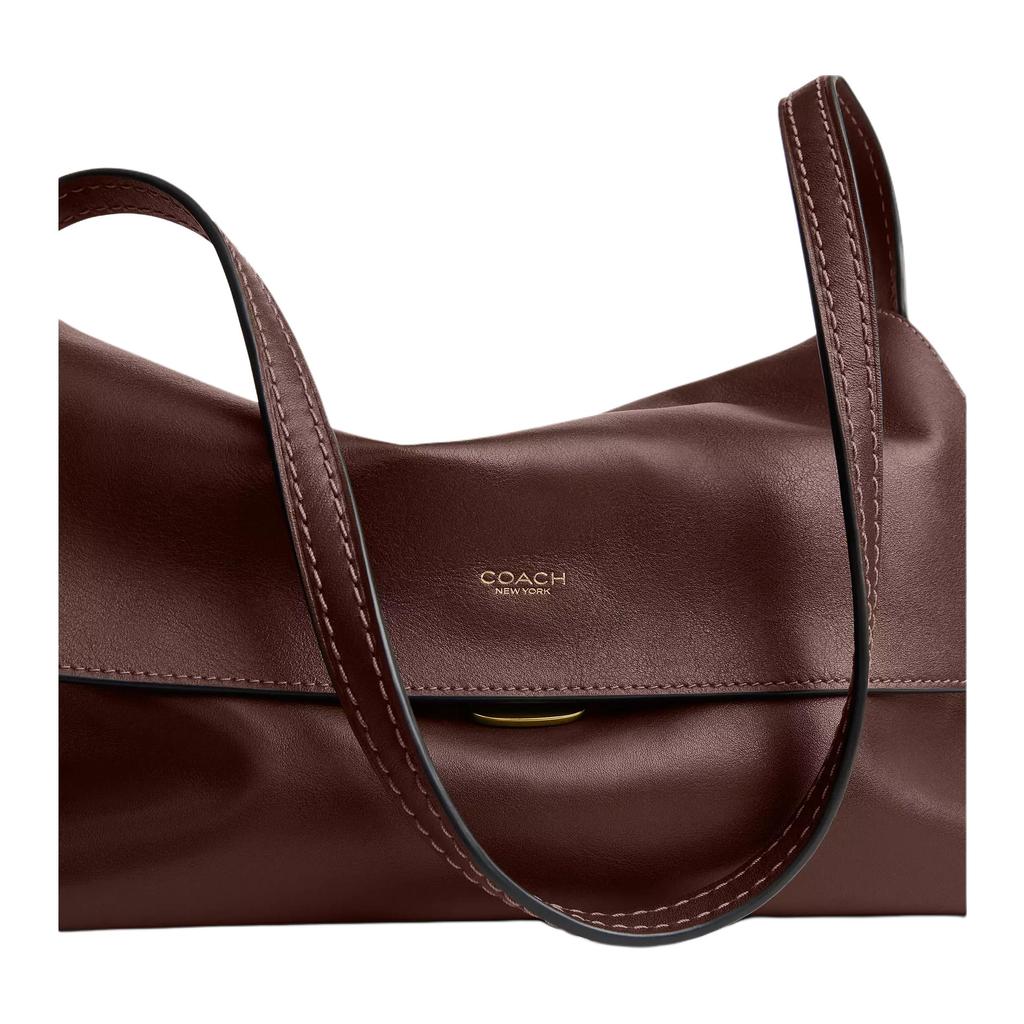 Coach Chelsea 30 Chiusura a Pressione Fodera in Scamoscio Tasca con Zip Borsa a Spalla in Pelle a Grana Naturale Grande Borsa a Spalla da Donna Marrone Acero CDS58-B4MPL
