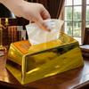 Modern Luxury Desktop Paper Box Plastic Decorative Napkin Paper Case Golden Octagonal Napkin Holder Dining Table