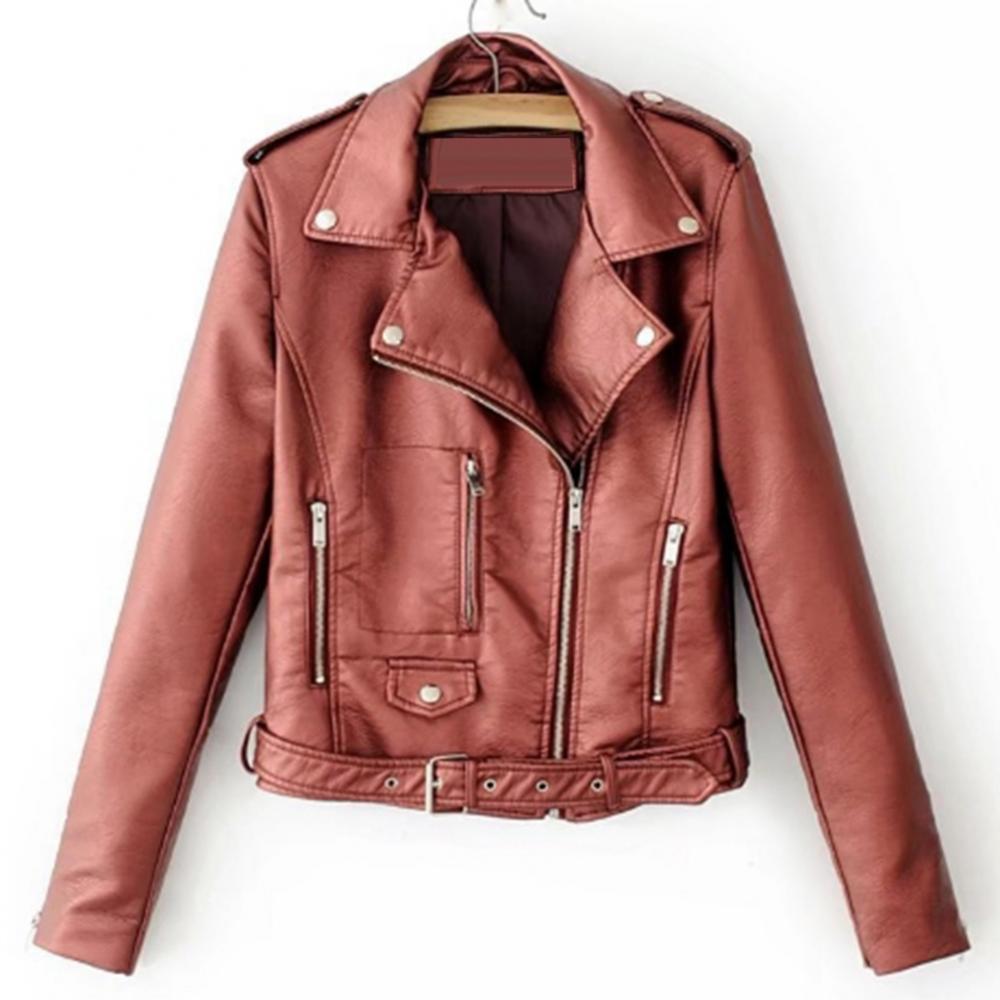 Women's Plus Size Casual Jacket PU Leather Jacket Slim Vintage Jacket Short Leather Jacket