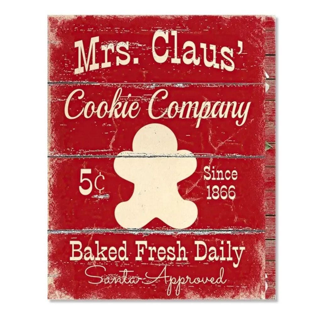Vintage Christmas Metal Wall Decoration, Holiday Sticker Sign