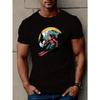 European Sizes Skeleton Skiing Print Tee Shirt, Tees For Men, Casual Short Sleeve T-shirt For Summer