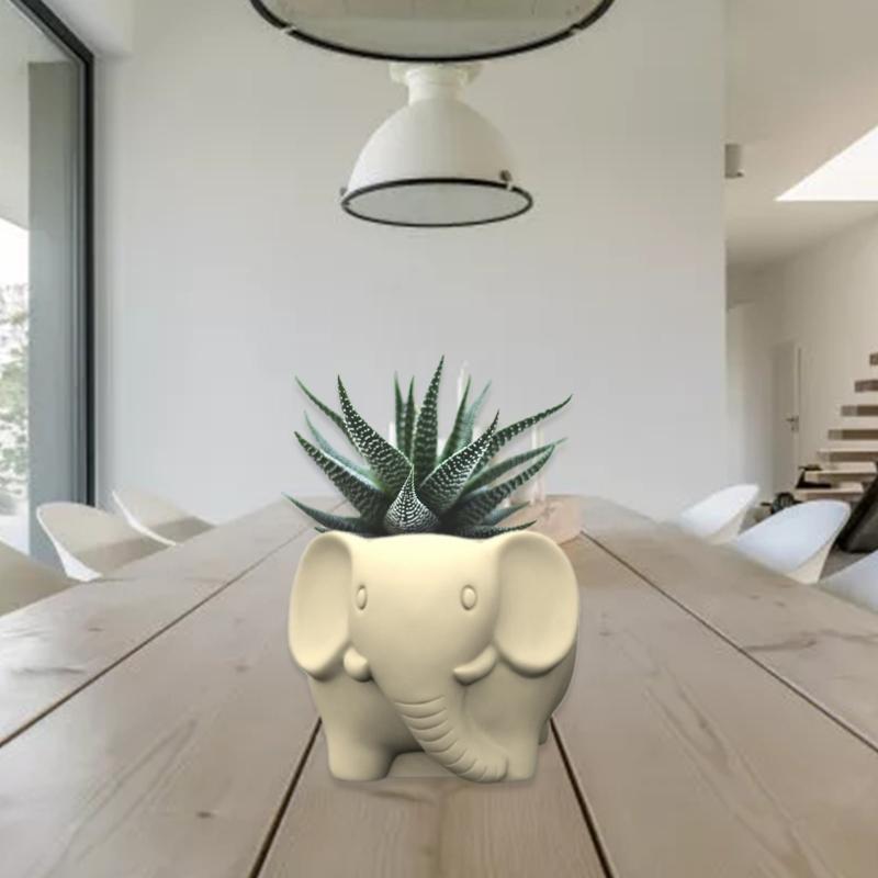 Succulent Plant Silicone Mold Elephant Shaped Flower Pots Mould Practical Concrete and Gypsum Mould for Floral Planter