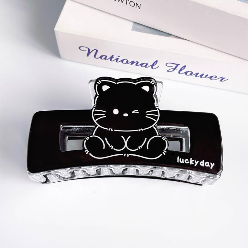 1pc New animal kitten square big hair grab, high-end cute girl, shark clip on the back of the head, vinegar clip hair grab