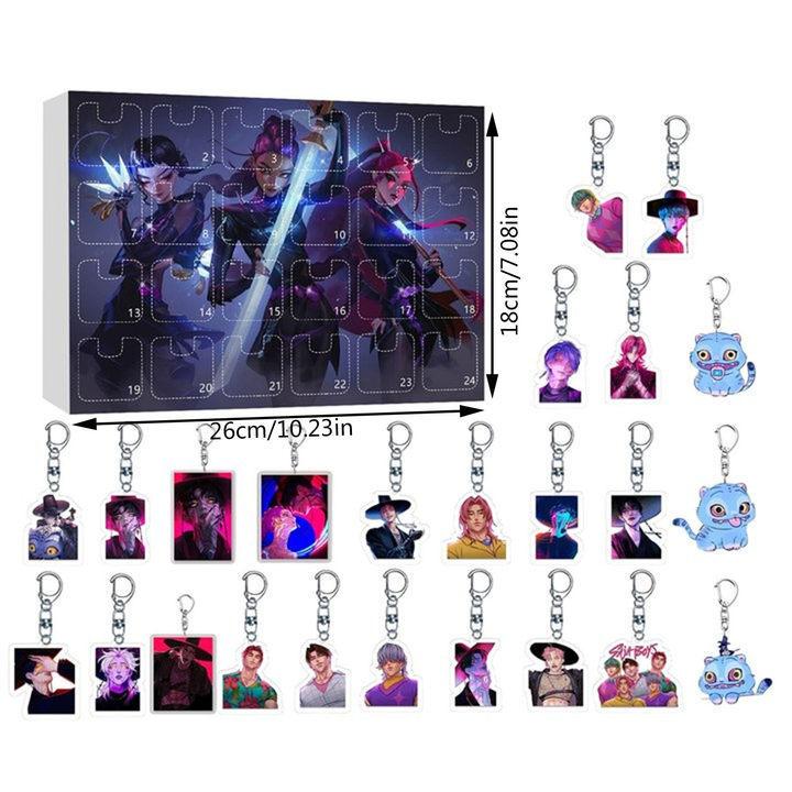 Kpop Demon Hunters Christmas Countdown Calendar With Acrylic Keychain Car Decor Gifts For Fans