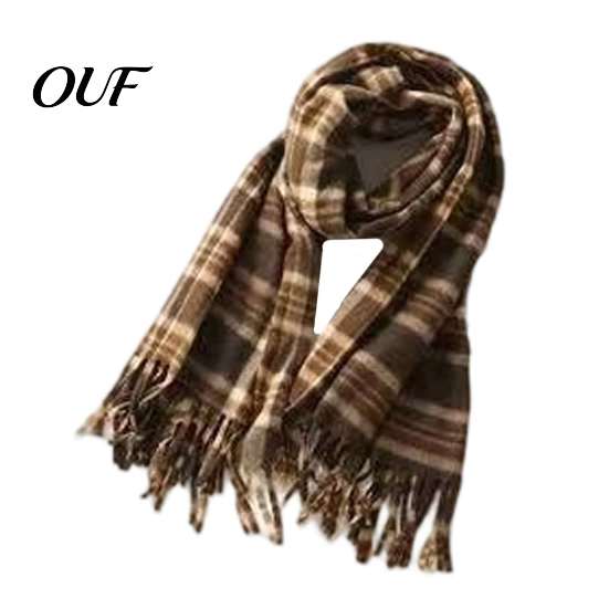 Cashmere Feel Warm Neck Scarf Classic Plaid for Women, Soft Cashmere-like Winter Shawl British Style Tartan with Tassels, Large Wrap Coats Sweaters