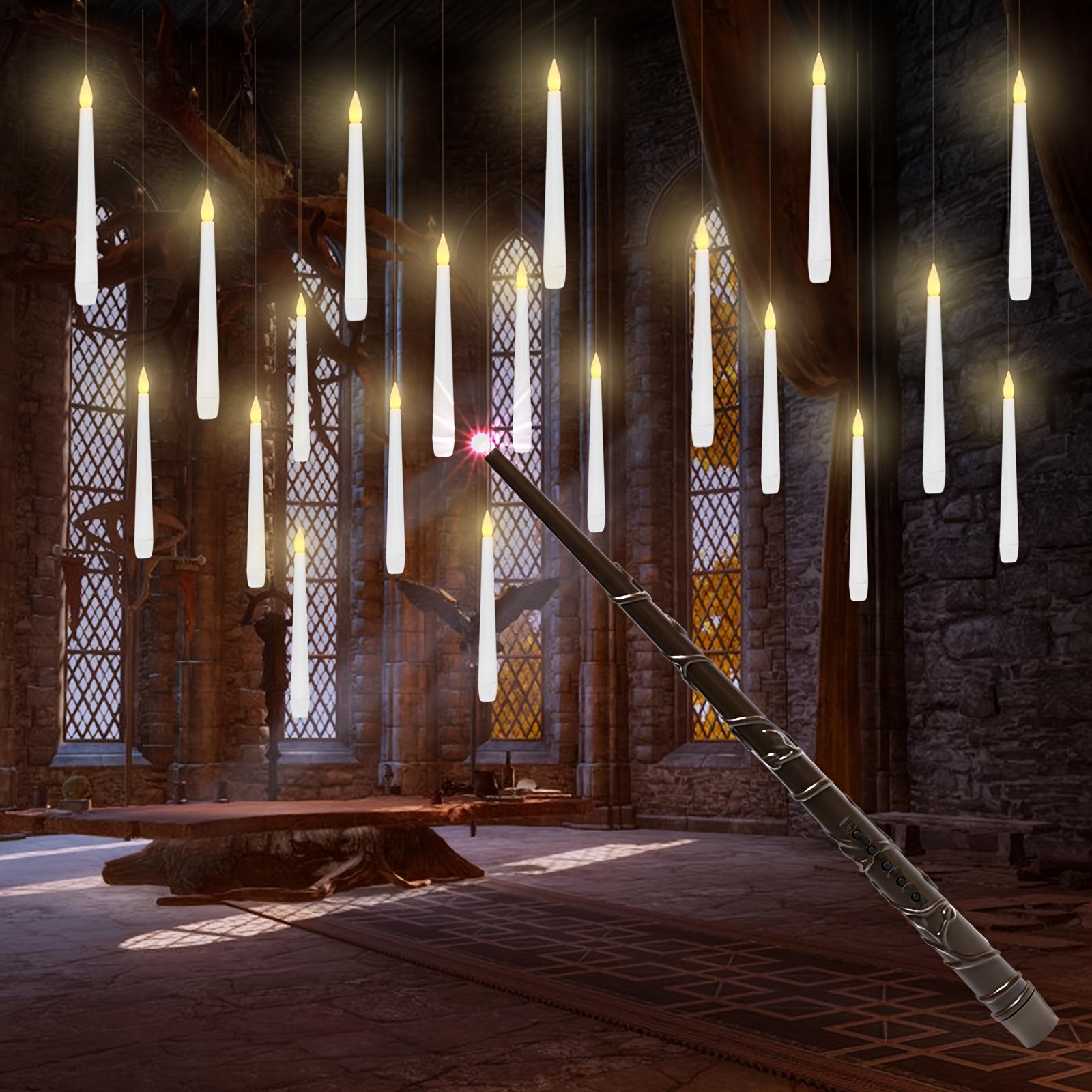 

12/20 шт. беспламенных конусных плавающих свечей с волшебной палочкой, пультом дистанционного управления, таймером, работающим от батареек, подвесные оконные свечи, мерцающие, 17,02 см, светодиодные электрические свечи 12pcs