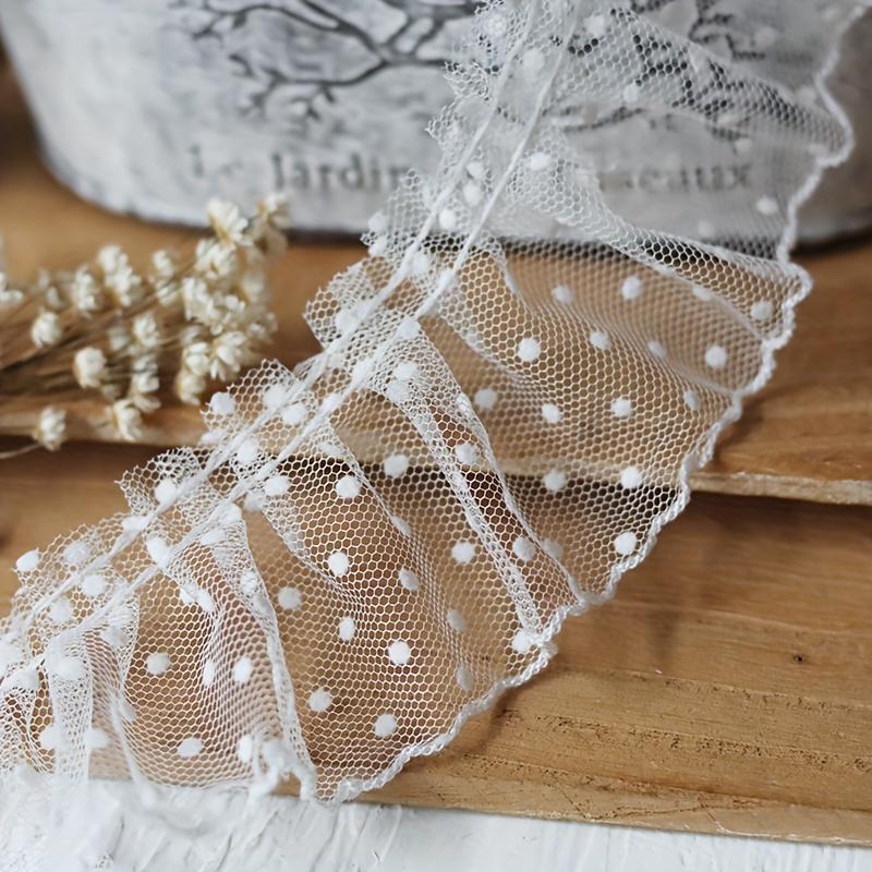 

1 ярд Элегантная белая сетчатая кружевная лента в горошек, ширина 6 см - Идеально подходит для платьев, юбок, штор и поделок своими руками. Аксессуар для одежды своими руками белый