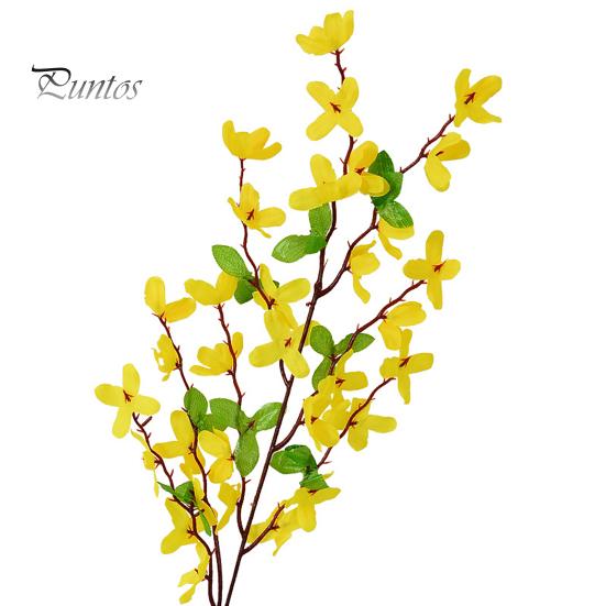 Wedding Decor Flowers Artificial Winter Jasmine with Stem Realistic Fake Silk Yellow Flower Indoor Home Office Table Centerpiece Faux Branch