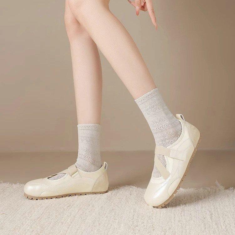 Beliebte flache Einzelschuhe einfache deutsche Trainingsschuhe Sommer 2025 neue vielseitige flache Ballerina Mary Jane Schuhe Damen