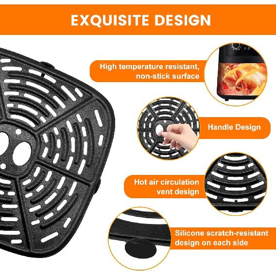 GWY Air fryer Grill Plate for Holstein Housewares 4.4QT Air Fryer,8.07×8.07 IN Food Grade Air Fryer Grill Pan Crisper Plate Replacement Parts Tray