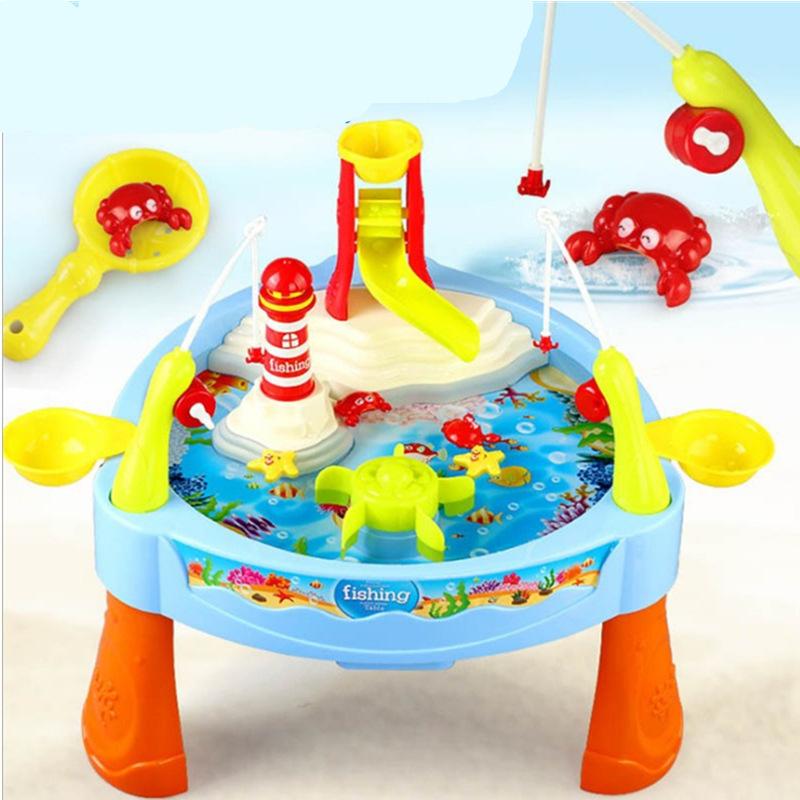 Игровой домик, электрическая платформа для рыбалки на воде со светомузыкой, раннее образование, детская рыбалка, рыбка может плавать, пластина для рыбалки
