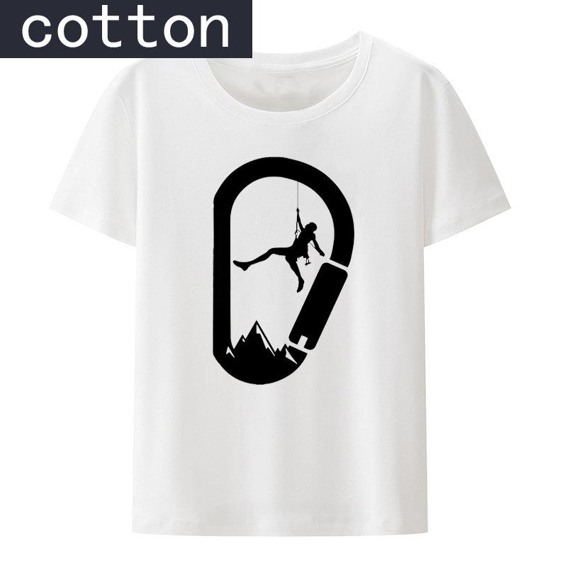 Rock Climbing Cotton Y2k Tshirts Climbing Mountaineering Cool Print Breathable Comfortable Mens Clothes Streetwear Summer Style S