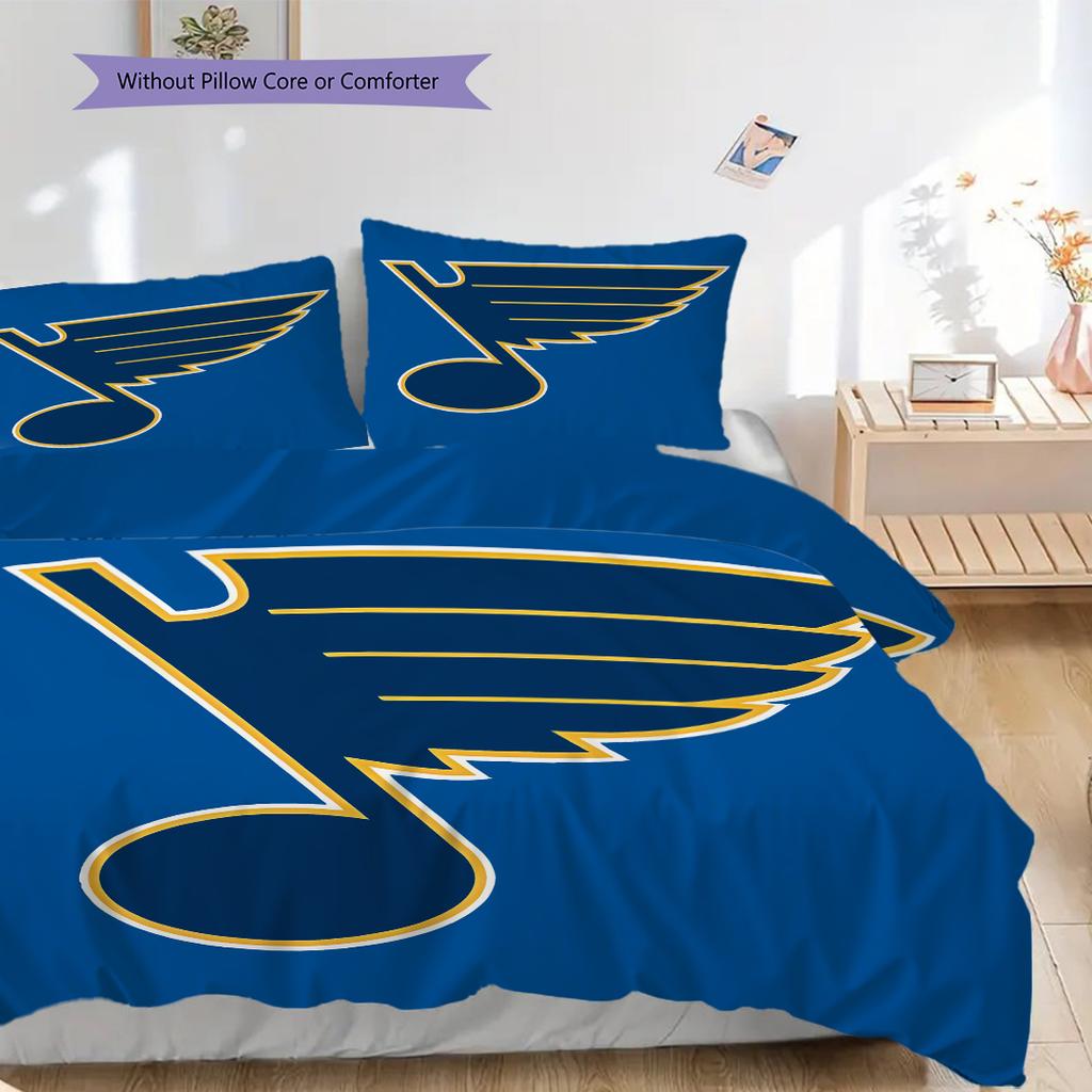 St. Louis Blues Pattern Bedding Quilt Set Quilt Cover Pillowcase Home Decoration Birthday Gift (1 * duvet cover + 2 * pillowcase, without core)