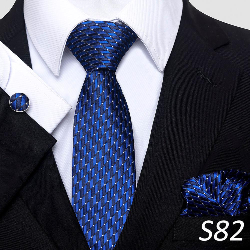 Men'S Tie Three-Piece Set Striped Flower Series Shang Tie