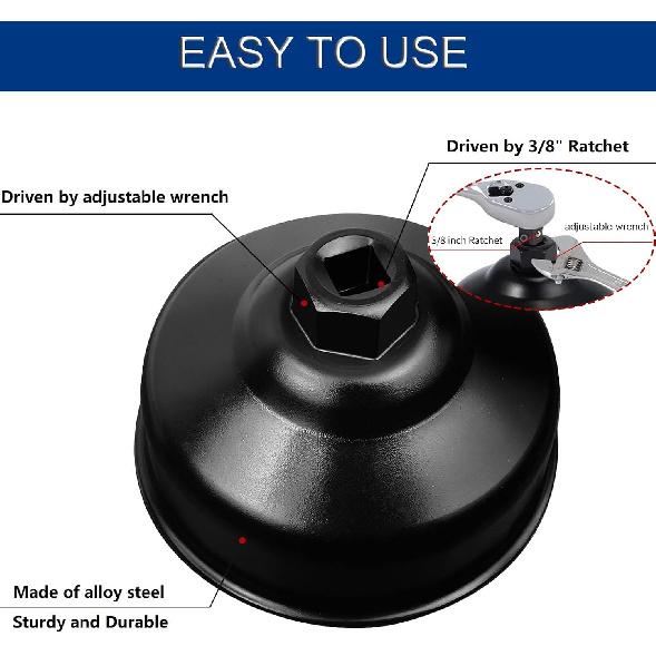 86.4Mm 16 Flutes Oil Filter Wrench For BMW And Volvo With 86Mm Filter Housing Caps, Removal Tool To Change Oil, Steel Socket Wrench Kit
