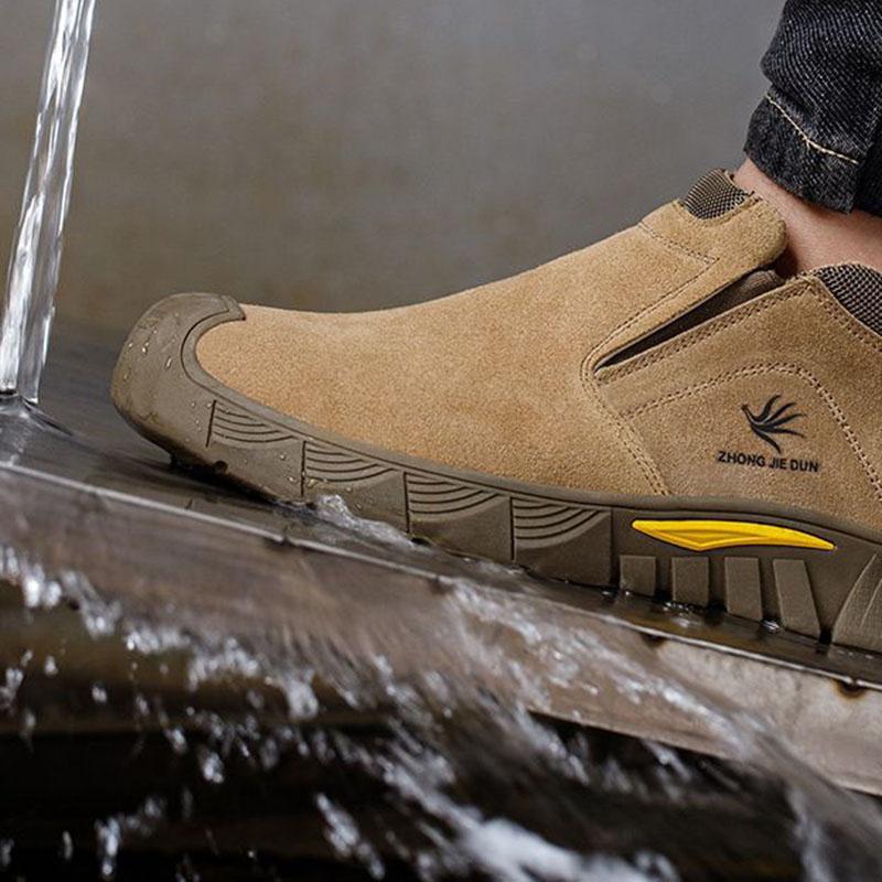 Imwete Men's Safety Boots Welder Anti-Smash Work Shoes Indestructible Safety Footwear Male Steel Toe Security Sneakers