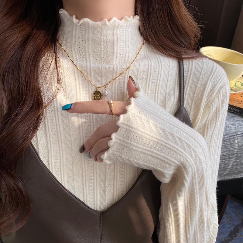 

Женский вязаный топ с флисовой подкладкой и полувысоким воротником One Size