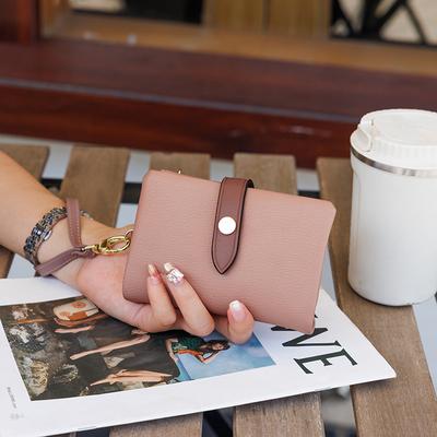 Nouveau petit portefeuille frais court pour femme couleur contrastée fermeture éclair boucle portefeuille multifonctionnel simple mode porte-monnaie