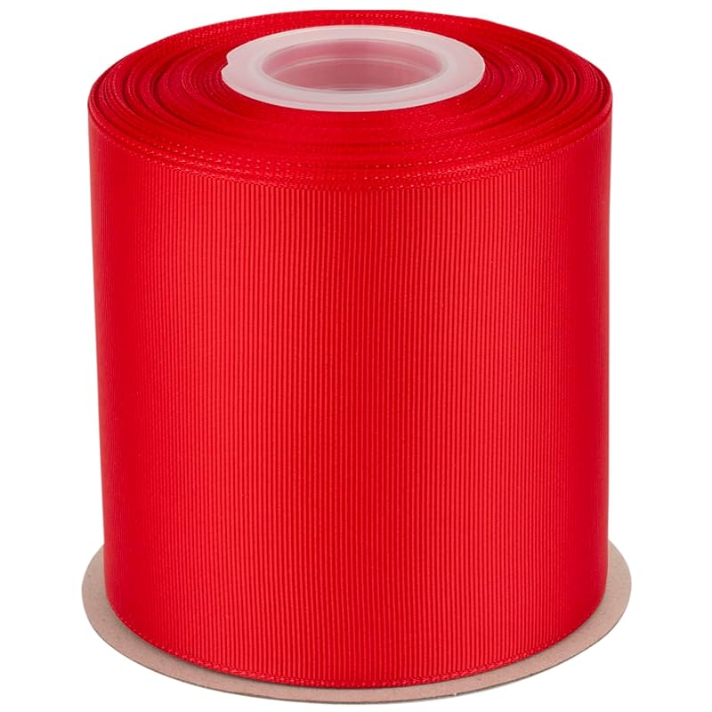 

[Tekdeere]Width 100mm solid red grosgrain ribbon, perfect for gift wrapping, sewing, hair accessories, wedding decorations - 22 meters/roll