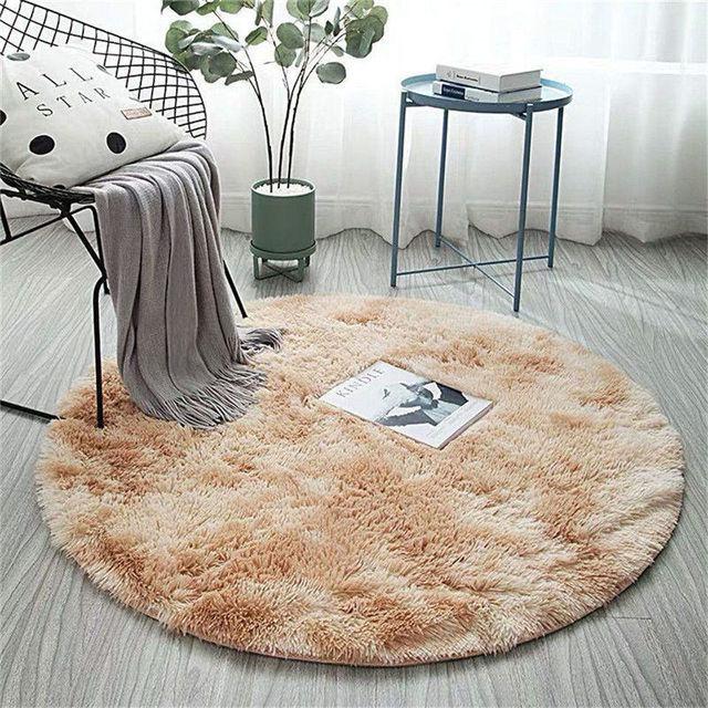 Nordic Style Round Carpet Living Room Home Rug Decoration Comfortable Soft Color Gradient Versatile Design Non Slip Pad