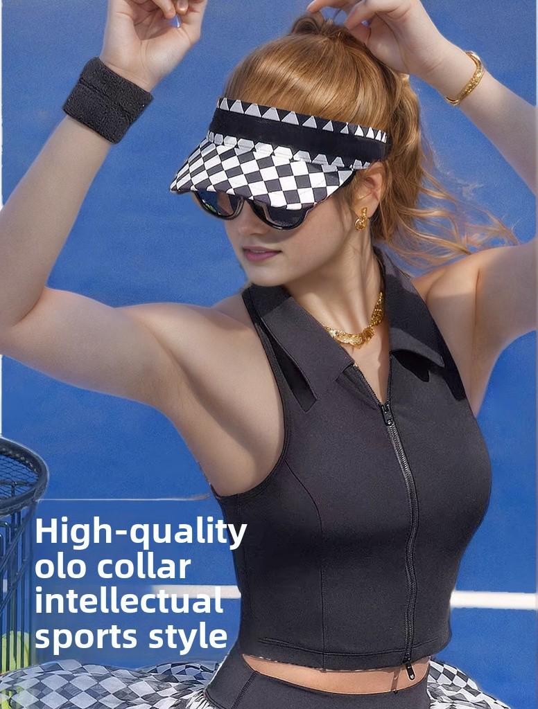 Elegante Damen POLO Kragen Tennisweste: Schnelltrocknend, Ärmellos für Sport, Fitness, Golf