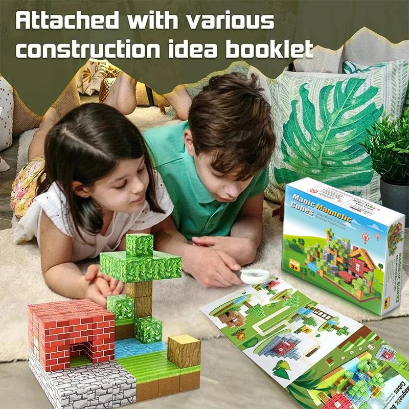 100 Stück Magnetische Bausteine-Bau Magnet Set Für Jungen & Mädchen ab 3 Jahren, Sensorisches Spielzeug Für Kleinkinder Geschenke Konstruktionsspielzeug
