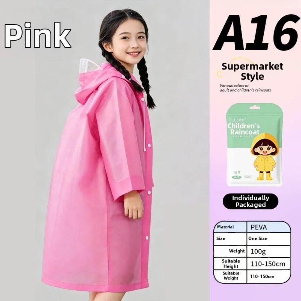 PEVA Children Rain Poncho Disposable Student Rainwear Cute Rain Coat Jacket Outdoor Use