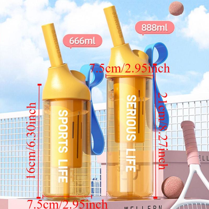 Dustproof Sport Water Bottle 666/888ml Outdoor Water Mug Reusable Drinking Cup with Straw  Juice