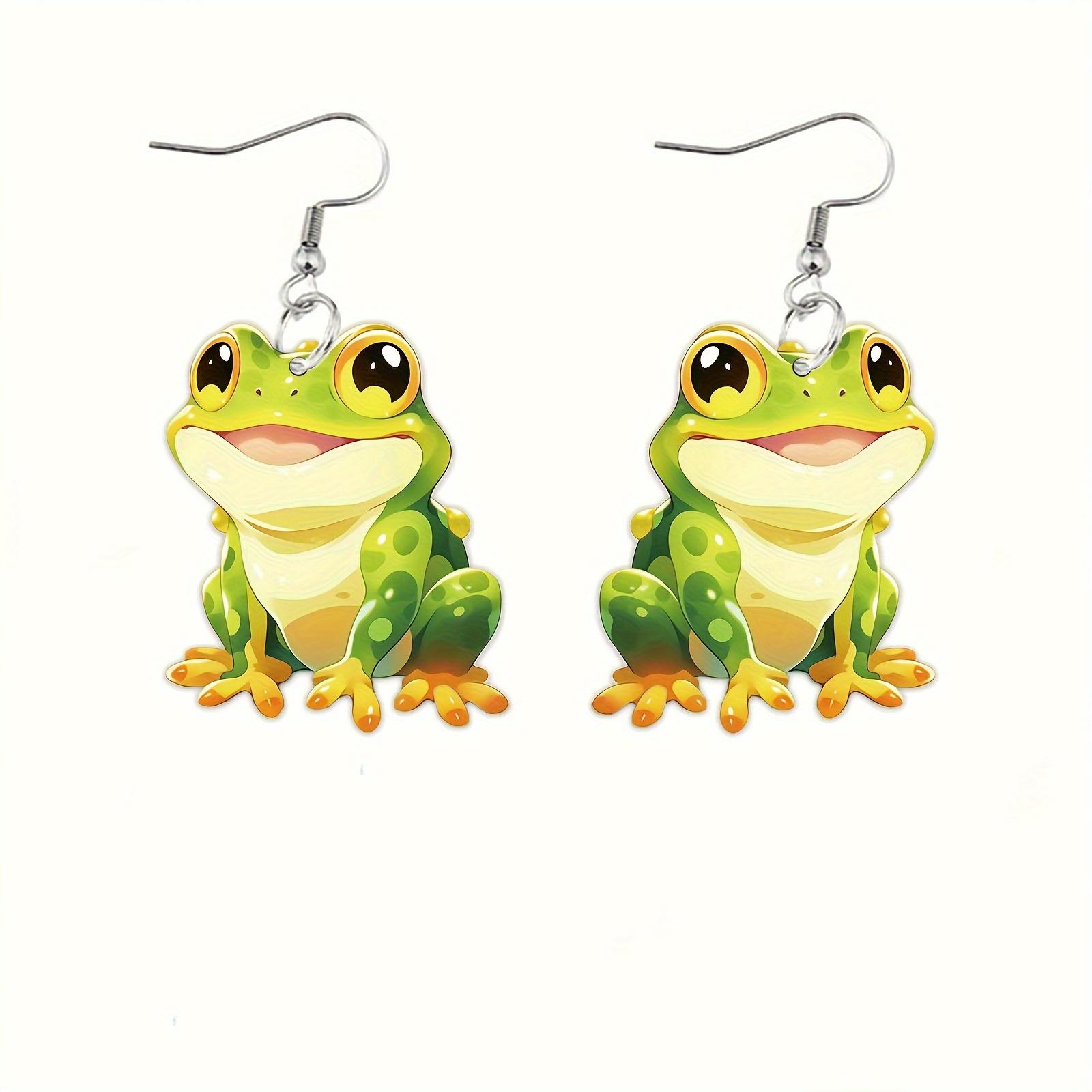 

Забавные милые лягушки, висячие серьги в мультяшном стиле, акриловые украшения, очаровательный женский подарок