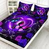 Purple Butterfly Floral Pattern Bed Hat Three-Piece Digital Printing Bedroom Room School Dormitory Bedding