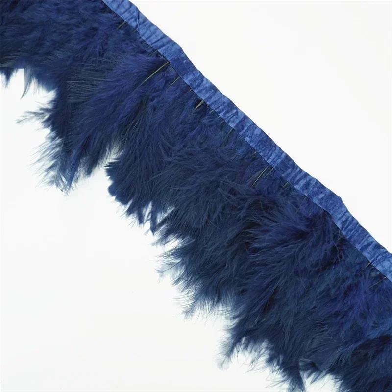 2 Mètres Bordure de Plumes de Marabout Moelleuses Bords Frange 6-8" Plumes de Dinde Blanches Noires Décor Vêtements sur Bande Artisanat Ruban Décoration