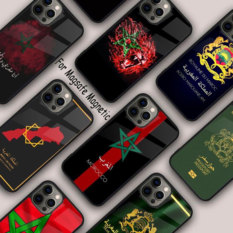 Morocco Map Flag Bumper Magnetic Phone Case For APPLE iPhone 17 Air 16 14 13 12 Pro Max 15 Plus Wireless Charge MagSafe Cover