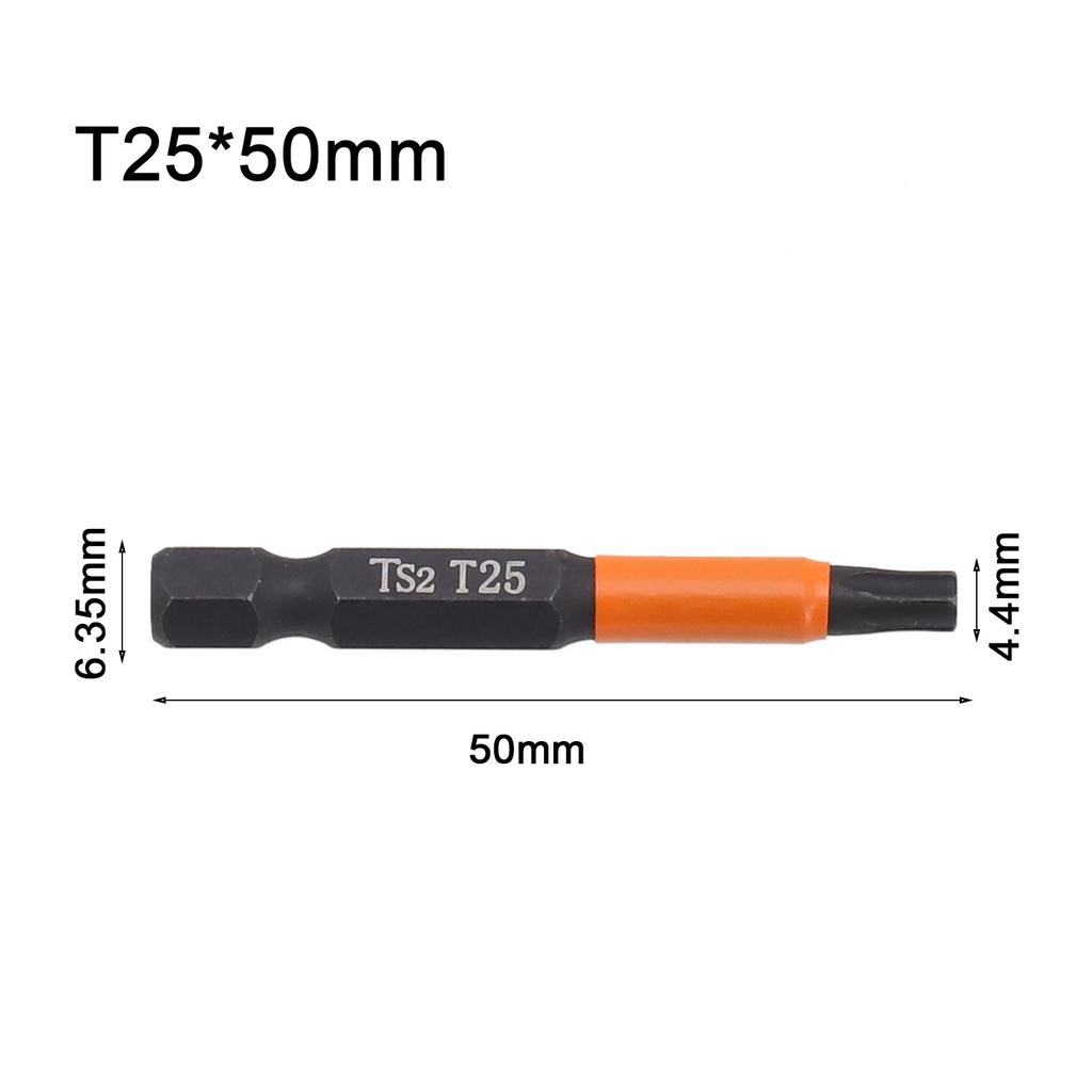 1pc 50mm Screwdriver Bit T10 T15 T20 T25 T30 T40 Alloy Steel 1/4 Hex Shank For Electric Screwdrivers Air Drills Power Tool Parts