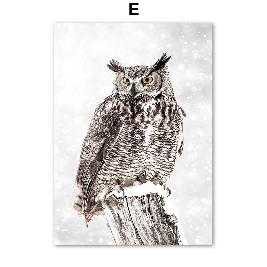 Winter Warm Home Pine Tree Deer Tiger Owl Nordic Posters And Prints Wall Art Canvas Painting Wall Pictures For Living Room Decor
