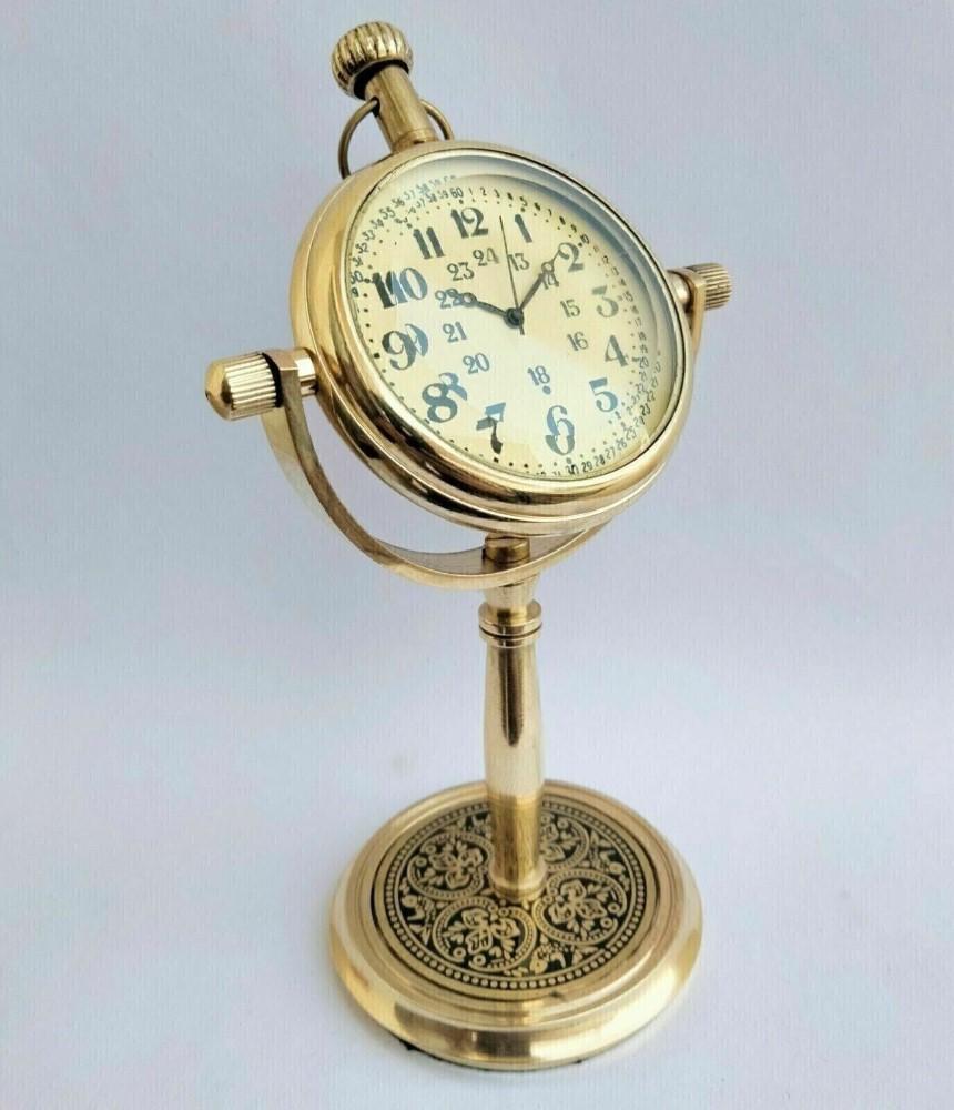 Clock Desk Vintage Table Top Antique Tabletop Brass Decorative Gift