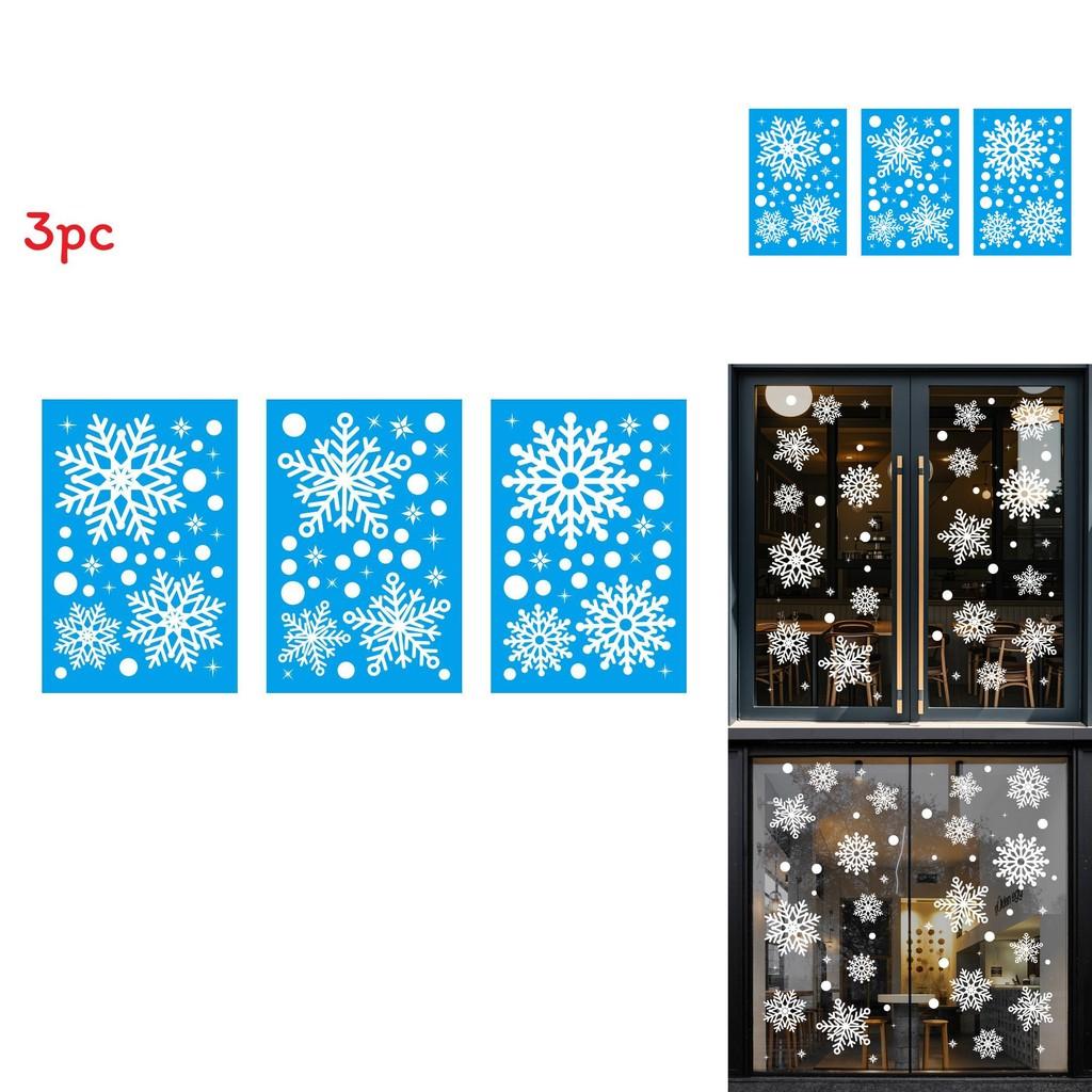 Weihnachts-Schneeflocken Statisch Haftende Fensteraufkleber PVC Für Feiertagsdekoration Set von Drei