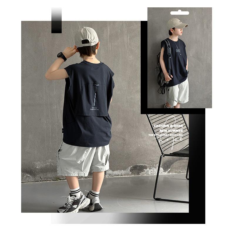 Korean Style Trendy Teen Sleeveless Vest & Shorts Set for Summer