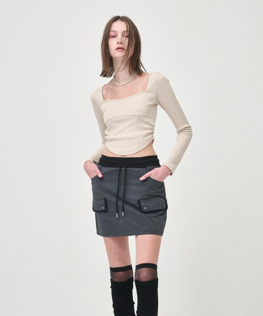 Etmont Cargo Banding Mini Skirt, Charcoal