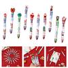 10Pcs Christmas Multicolored Pen 6 Color-in-1 Writing Pens Retractable Colored Ballpoint Pen for Color Coding Journaling
