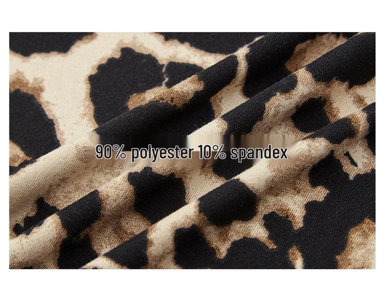 Women's Leopard Print Slim Short Sleeve T-shirt - 2026 Summer Fashion, Eye-catching European and American Trendy Base Layer Top