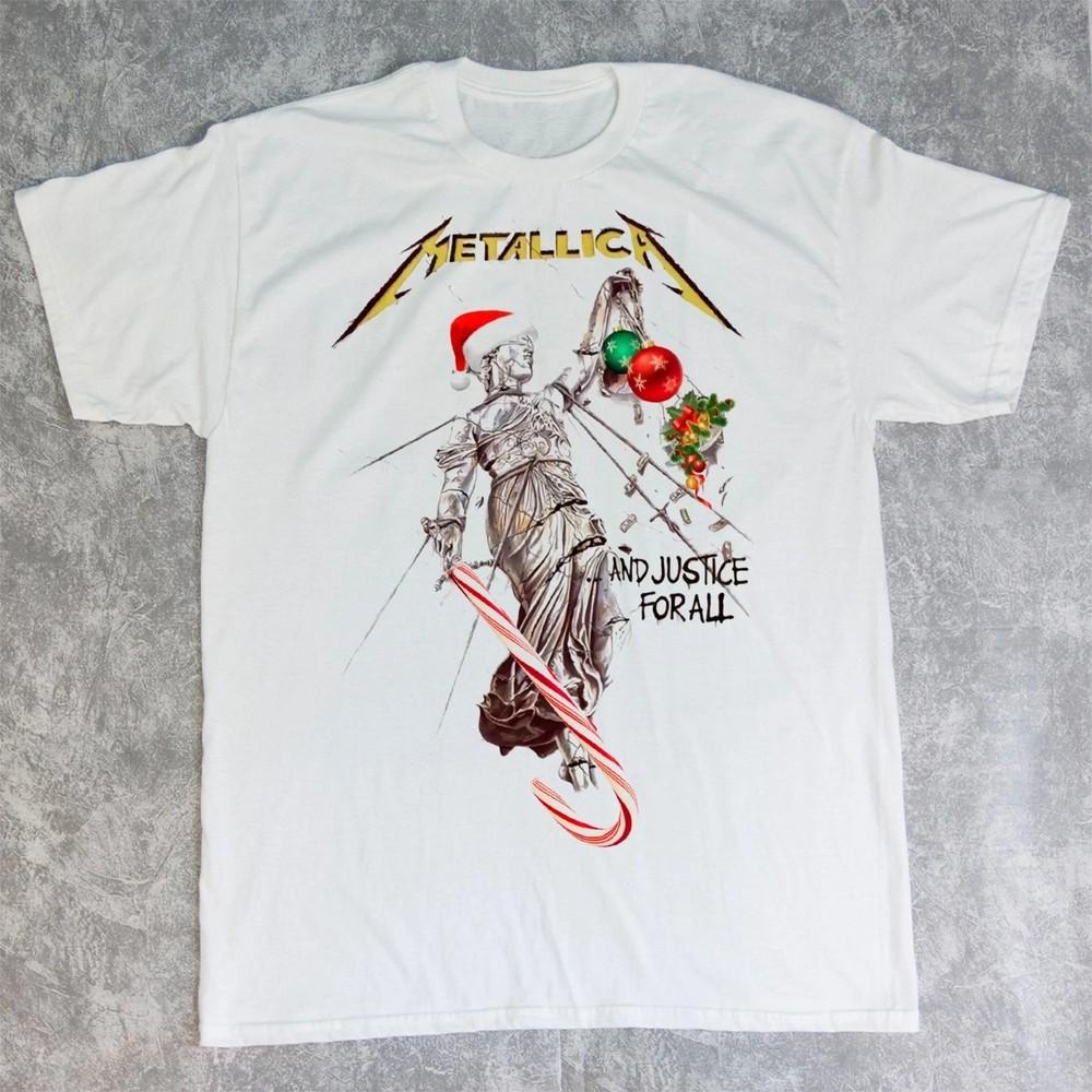 

METALLICA …And Justice for All Album Xmas White Unisex T-shirt Size S-5XL HOTNEW Unisex T-Shirt L