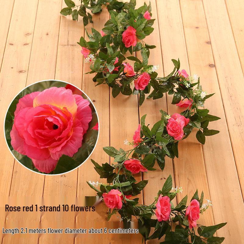Artificial Rose Vine for Air Conditioning Pipe and Staircase Decoration