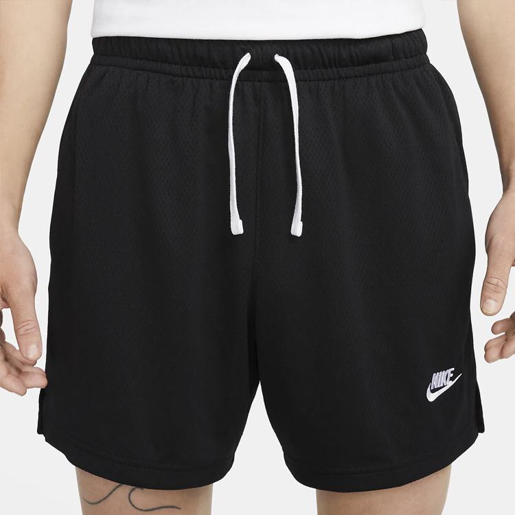 Nike Club Logo Embroidered Mesh Breathable Sports Shorts Men Bottoms Black DX0736-010