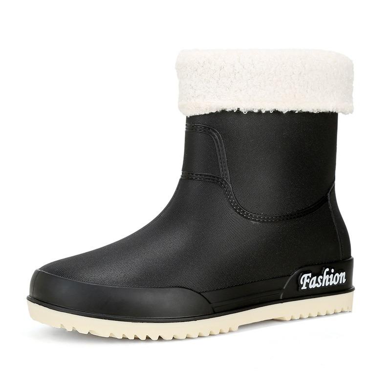 rain shoes women's adult short water shoes non-slip waterproof boots wear-resistant four-season students versatile solid color warm rain boots women