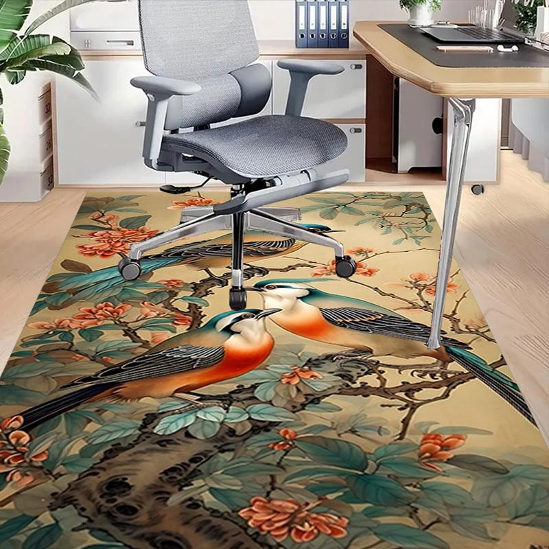 1pc Birds Flowers Carpet Anti Slip Polyester Floor Mat for office.Bedroom
