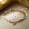 1/2PCS Classic Adjustable Lovers Bracelet Valentine's Day Hand Jewelry Simple Thin Bracelet Flower Charm Couple Bangle Girls